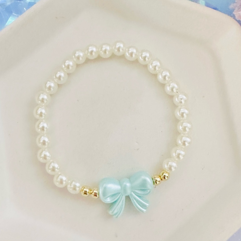 Preppy Coquette Bow Pearl Beaded Bracelet 🎀